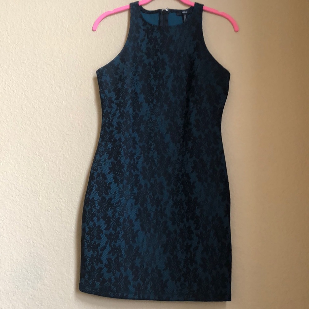 Black and teal dress